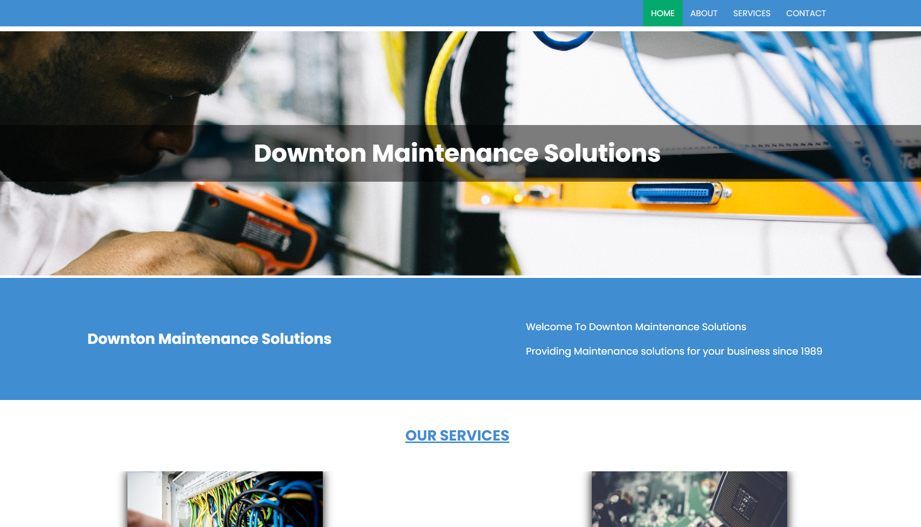 A website for a maintenance company made by Two Crows Web Development